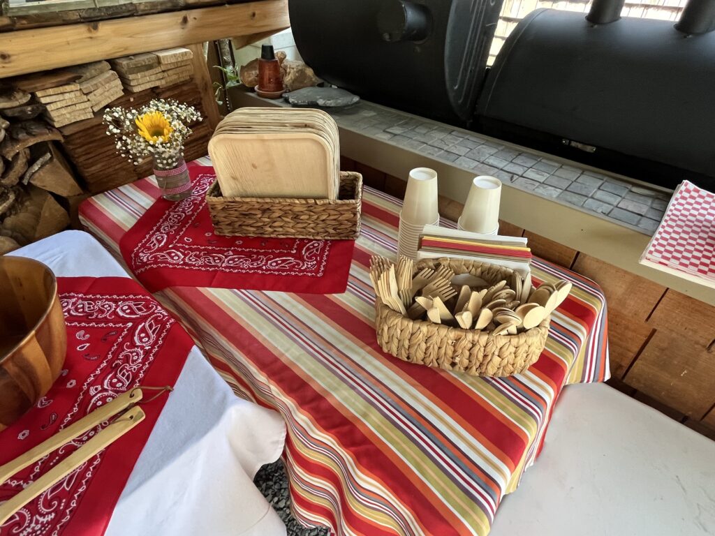 Birthday party table setting with decorative styling and centrepieces